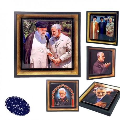 قاب کاشی طرح رهبری و سردار سلیمانی سایز 27*27
