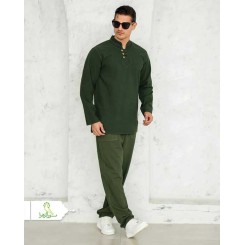 پیراهن الیاف طبیعی 3 دکمه مردانه