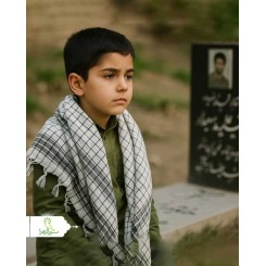 چفیه سفید دانش آموزی با ریشه و گره